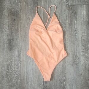 Aggie cheeky size large Peach One-Piece Swimsuit